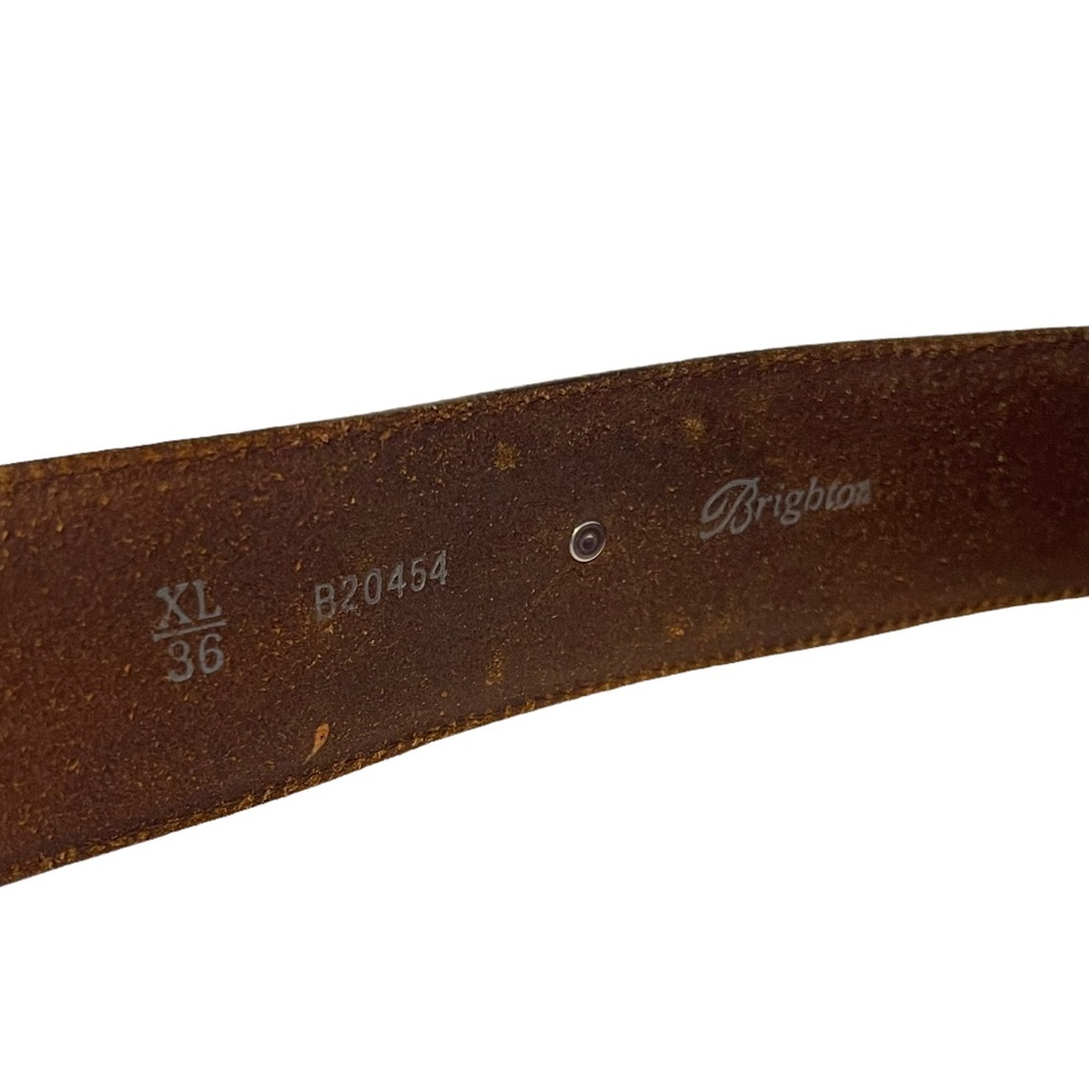 Brighton Brown Leather Western Silver Buckle Belt Size XL - Picture 7 of 7